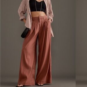 Anthropologie Wide-Leg Pants in Rust Brown